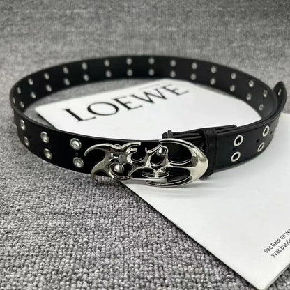 Y2K Hollow PU Leather Fashion Belt For Men And Women  Trendy Punk Style Waist Accessory 2
