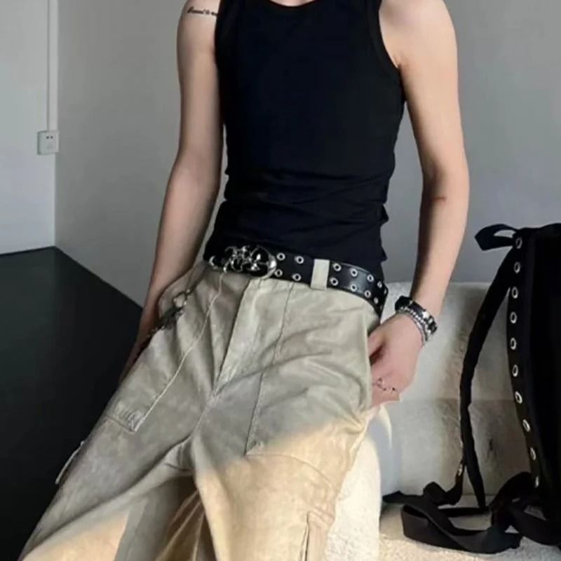 Y2K Hollow PU Leather Fashion Belt For Men And Women  Trendy Punk Style Waist Accessory 5