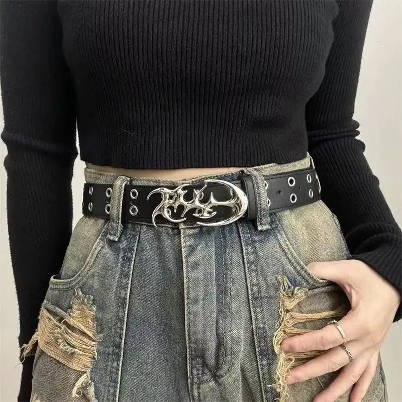 Y2K Hollow PU Leather Fashion Belt For Men And Women  Trendy Punk Style Waist Accessory 6