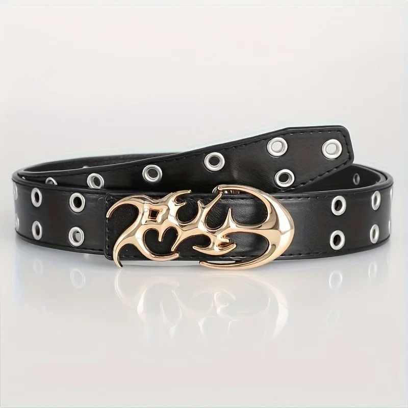 Y2K Hollow PU Leather Fashion Belt For Men And Women  Trendy Punk Style Waist Accessory 7
