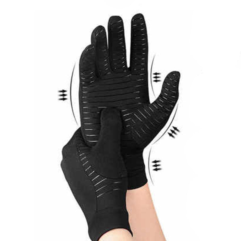 Copper Compression Gloves Black Finger Joint Pain Relief Hand Wrist Support Unisex NonSlip Gloves 3