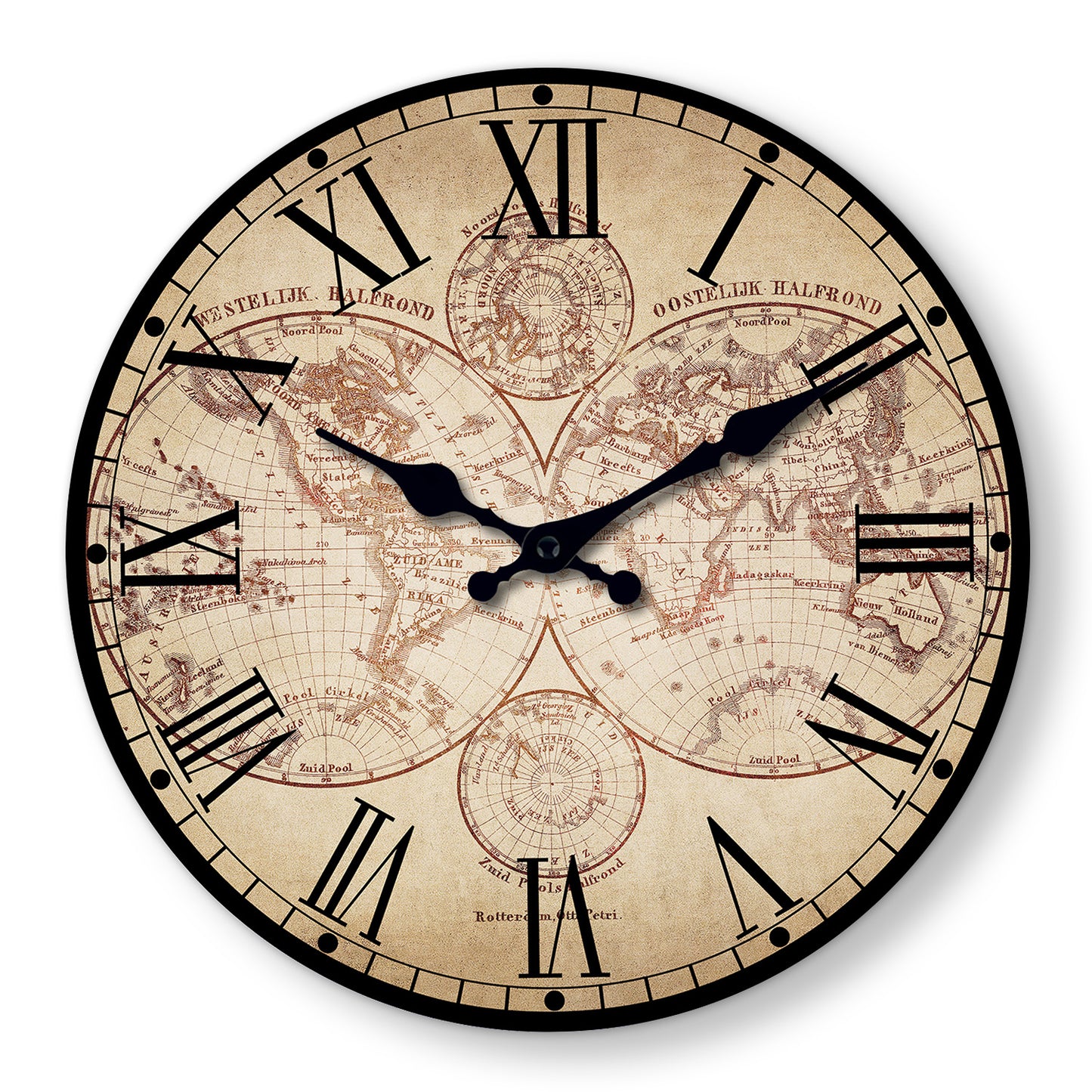 Retro Nautical Wall Clock, Wooden Compass Pattern Clock, Silent Quartz Home Decoration, Beach Boat Living Room Bedroom