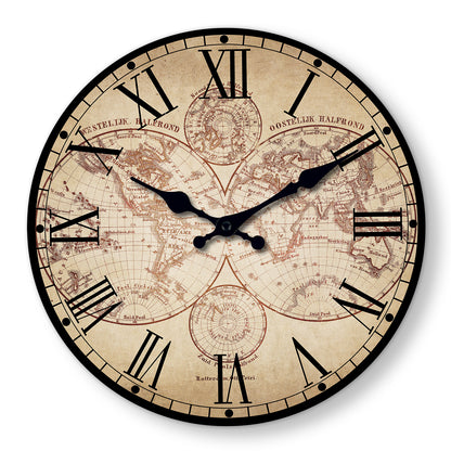 Retro Nautical Wall Clock Wooden Compass Pattern Clock Silent Quartz Home Decoration Beach Boat Liv 5