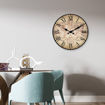 Retro Nautical Wall Clock Wooden Compass Pattern Clock Silent Quartz Home Decoration Beach Boat Liv 3