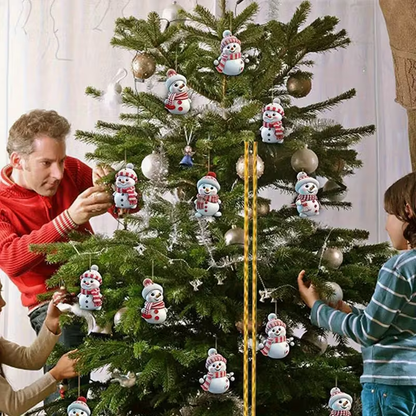 Christmas Car Rearview Mirror Pendants Snowman Acrylic Decorative Car Pendants Holiday Tree Hanging 4