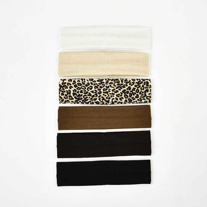 6pcs Basic Solid Color Sports Yoga Headband  Sweat Absorbing Elastic Hair Bands For Men And Women 6