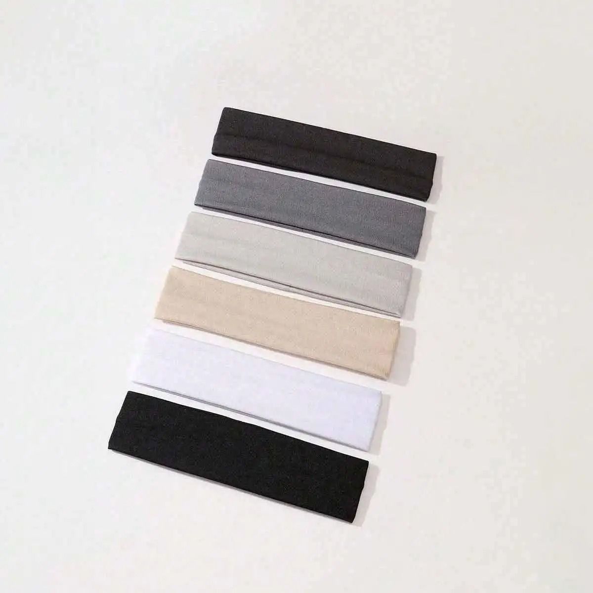6pcs Basic Solid Color Sports Yoga Headband  Sweat Absorbing Elastic Hair Bands For Men And Women 10
