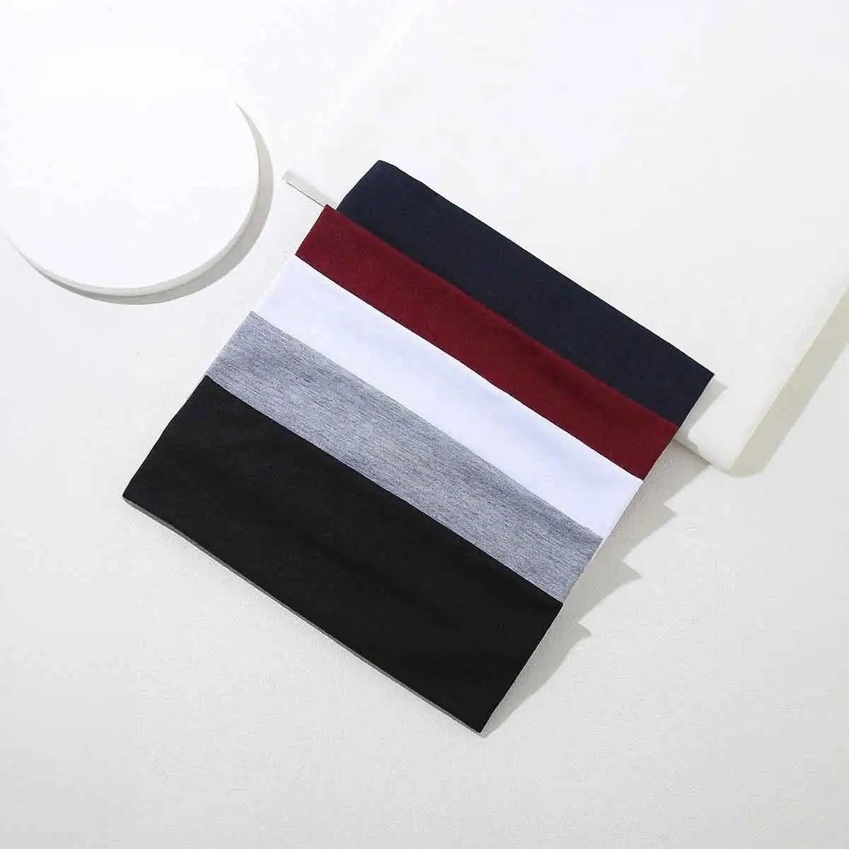 6pcs Basic Solid Color Sports Yoga Headband  Sweat Absorbing Elastic Hair Bands For Men And Women 12
