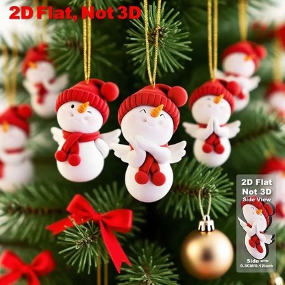Cute Angel Snowman Decorations Red And White Christmas Snowmen Car Rearview Mirror Hanging Ornament 3