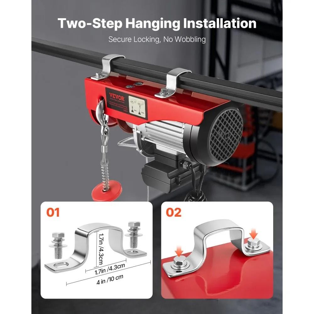 Lifting Capacity Electric Hoist Steel Wire Winch Single Cable Lifting Height Wired Remote Pure Copp 4
