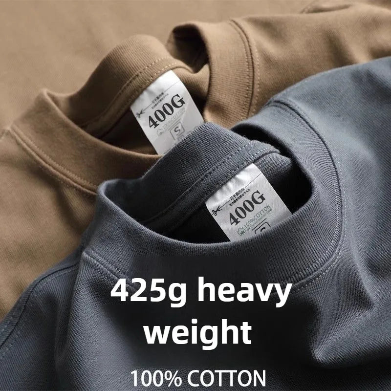 Heavy Weight Men T Shirt Cotton Half Sleeve Breathable Round Neck Basic Tops Men Summer TShirt Qual 3