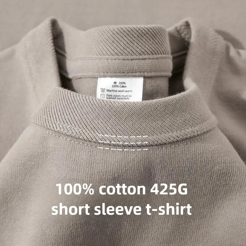 Heavy Weight Men T Shirt Cotton Half Sleeve Breathable Round Neck Basic Tops Men Summer TShirt Qual 4