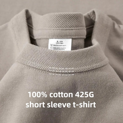 Heavy Weight Men T Shirt Cotton Half Sleeve Breathable Round Neck Basic Tops Men Summer TShirt Qual 4