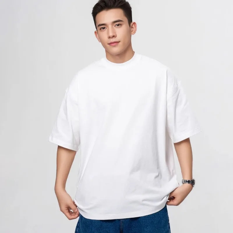 Heavy Weight Men T Shirt Cotton Half Sleeve Breathable Round Neck Basic Tops Men Summer T-Shirt, Quality Comfort Fit