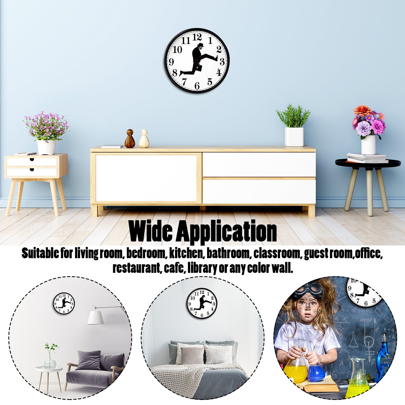 Silly Walk Wall Clock, Monty Python Inspired Creative Artwork, Sweep Seconds Mute Clock Wall Art for Home Living Room