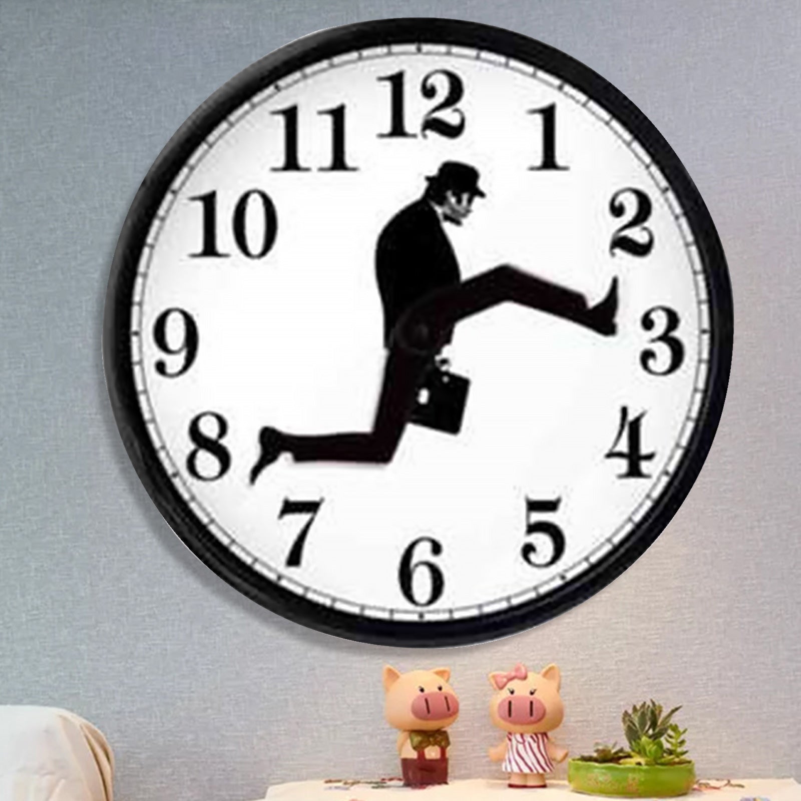 Silly Walk Wall Clock, Monty Python Inspired Creative Artwork, Sweep Seconds Mute Clock Wall Art for Home Living Room