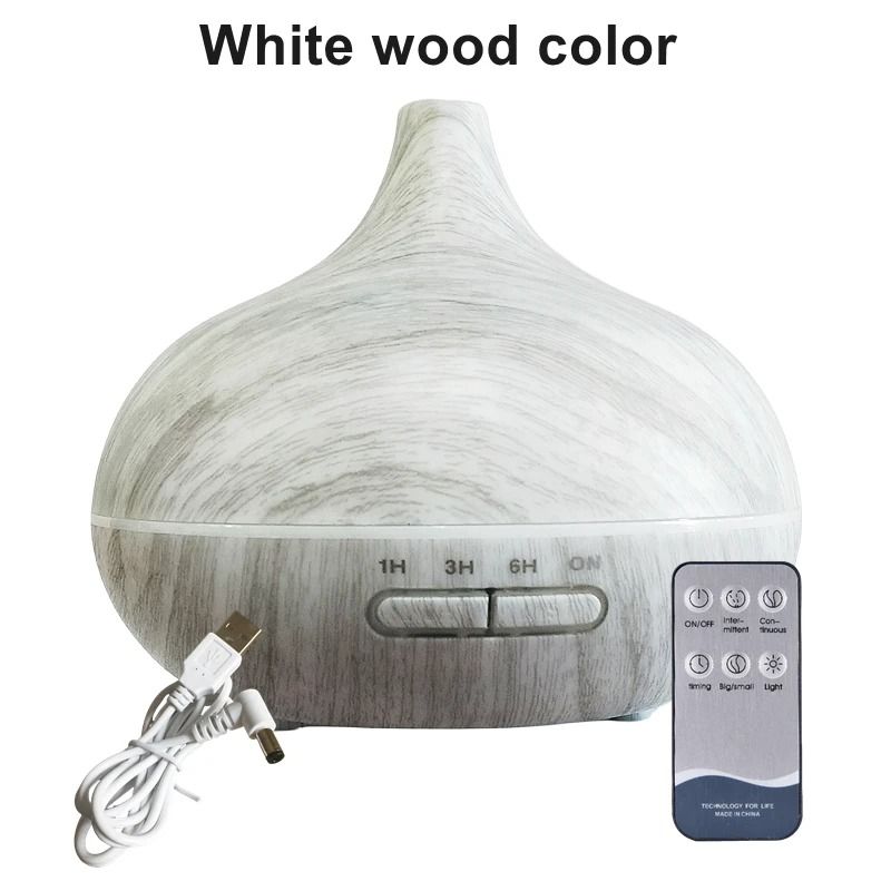 550ml Wood Grain USB Aroma Diffuser With Remote Control And LED Lights  Essential Oil Air Humidifie 9
