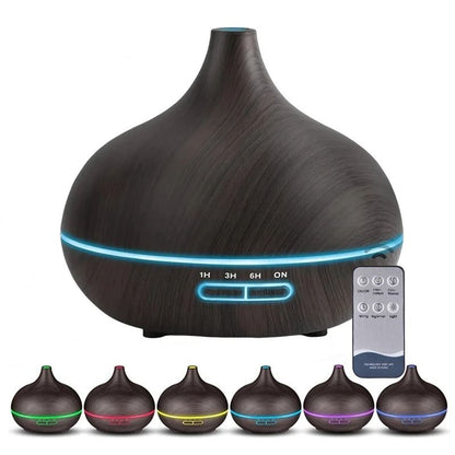 550ml Wood Grain USB Aroma Diffuser With Remote Control And LED Lights  Essential Oil Air Humidifie 1