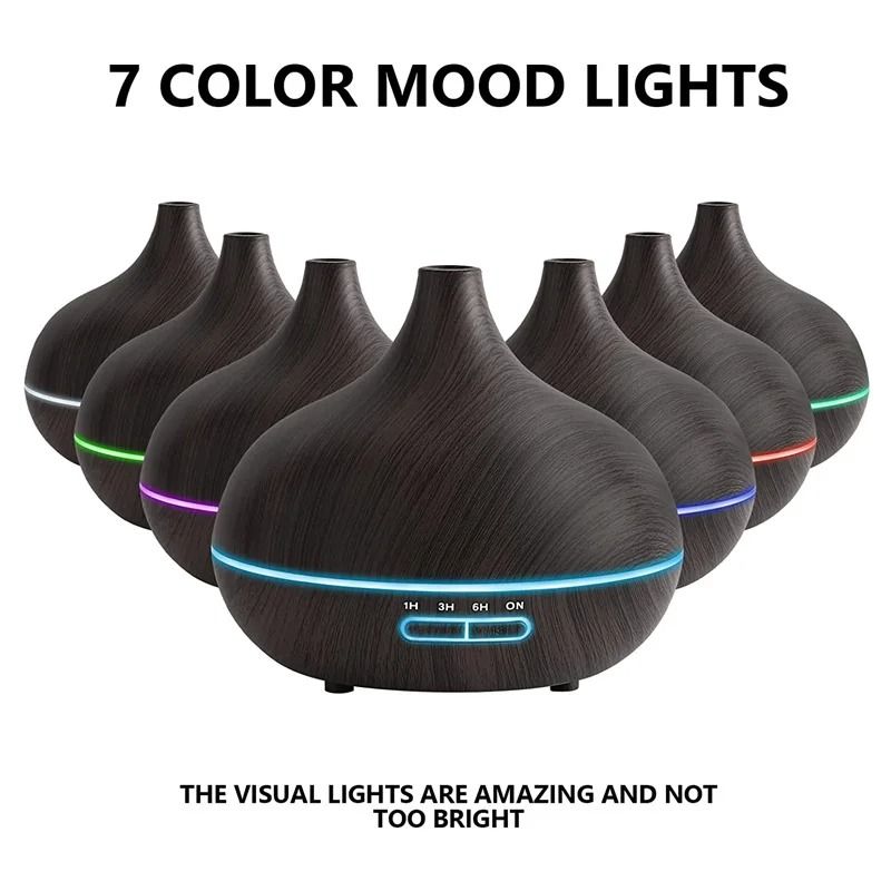 550ml Wood Grain USB Aroma Diffuser With Remote Control And LED Lights  Essential Oil Air Humidifie 2