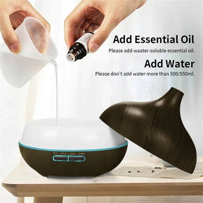 550ml Wood Grain USB Aroma Diffuser With Remote Control And LED Lights  Essential Oil Air Humidifie 4