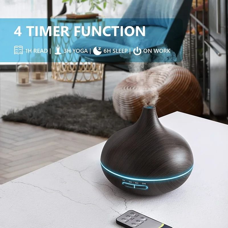 550ml Wood Grain USB Aroma Diffuser With Remote Control And LED Lights  Essential Oil Air Humidifie 5