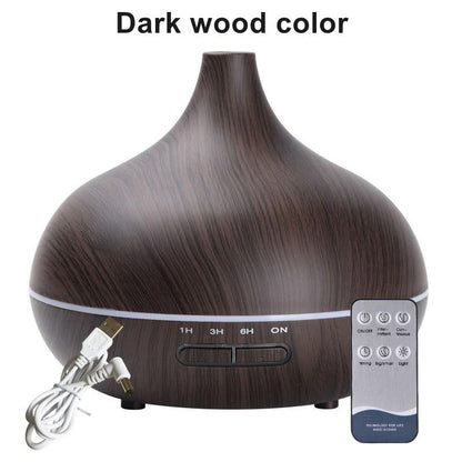 550ml Wood Grain USB Aroma Diffuser With Remote Control And LED Lights  Essential Oil Air Humidifie 8