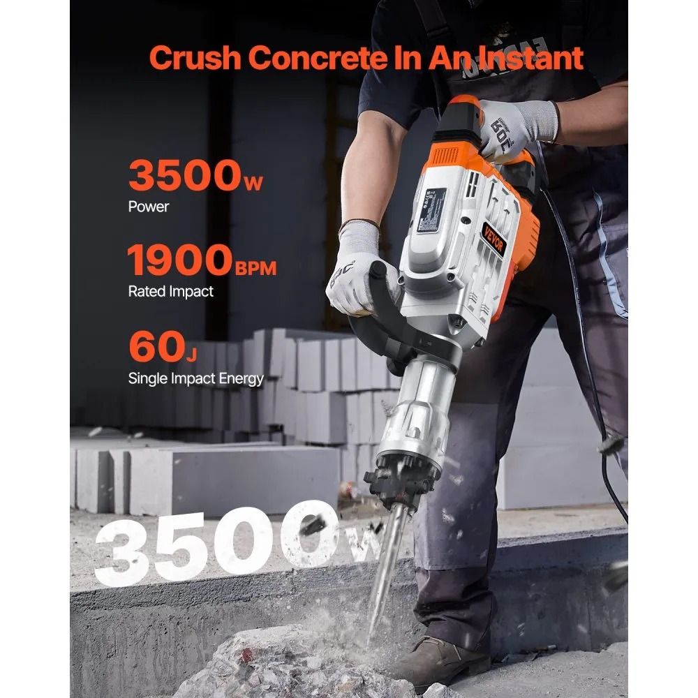 Jack Hammer Concrete Breaker Demolition Jack Hammer Heavy Duty Electric Jack Hammer Swiveling Front 2