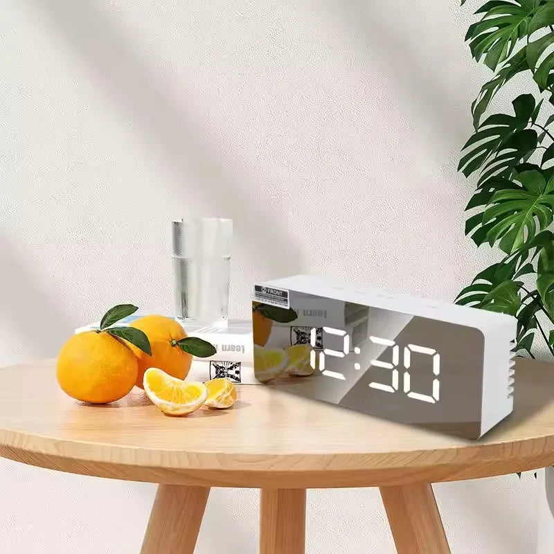 Mirror LED Digital Alarm Clock Temperature Display Smart Night Light Bedroom Vanity Office Use 2