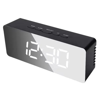 Mirror LED Digital Alarm Clock Temperature Display Smart Night Light Bedroom Vanity Office Use 5