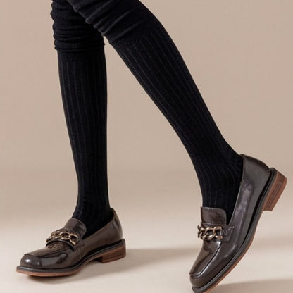 Knee High Socks For Women Thin Long Stacked Socks High Elasticity Stockings Solid Colour Patchwork