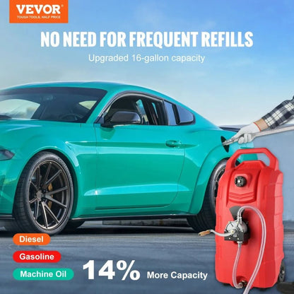 Portable Fuel Caddy Gas Storage Tank Hand Pump Rubber Wheels Fuel Transfer Storage Tank For Gasolin 1