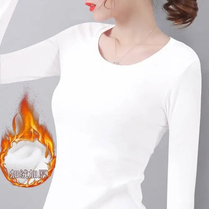 Womens Thermal Winter Underwear Turtleneck Bottom Shirt Solid Semi High Collar Long Sleeve Basic TS 5