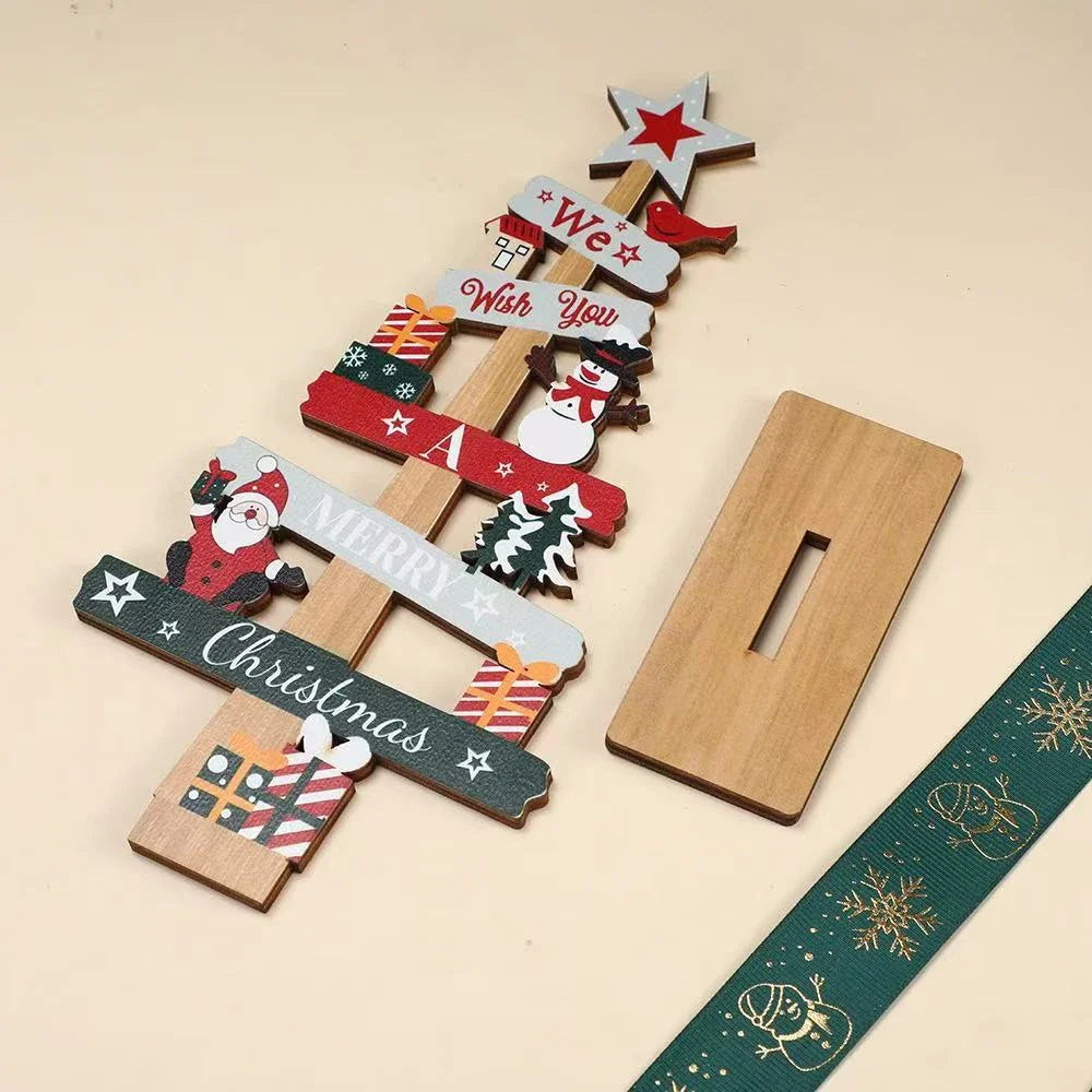 Santa Claus Wooden Christmas Tree Ornament Snowman Merry Christmas Home Decor New Year Tabletop Orn 3