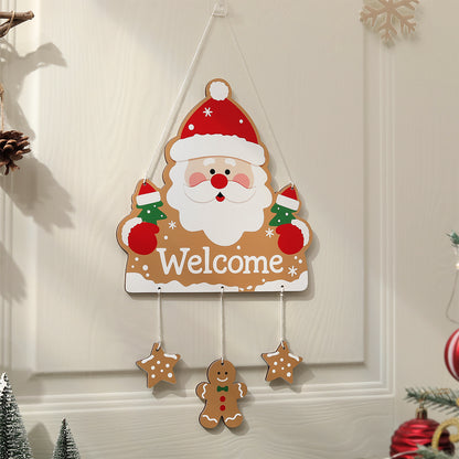 Christmas Wooden Hanging Party Background, Wall Decoration Old Man Reindeer Socks, Christmas Tree Hanging Ornament