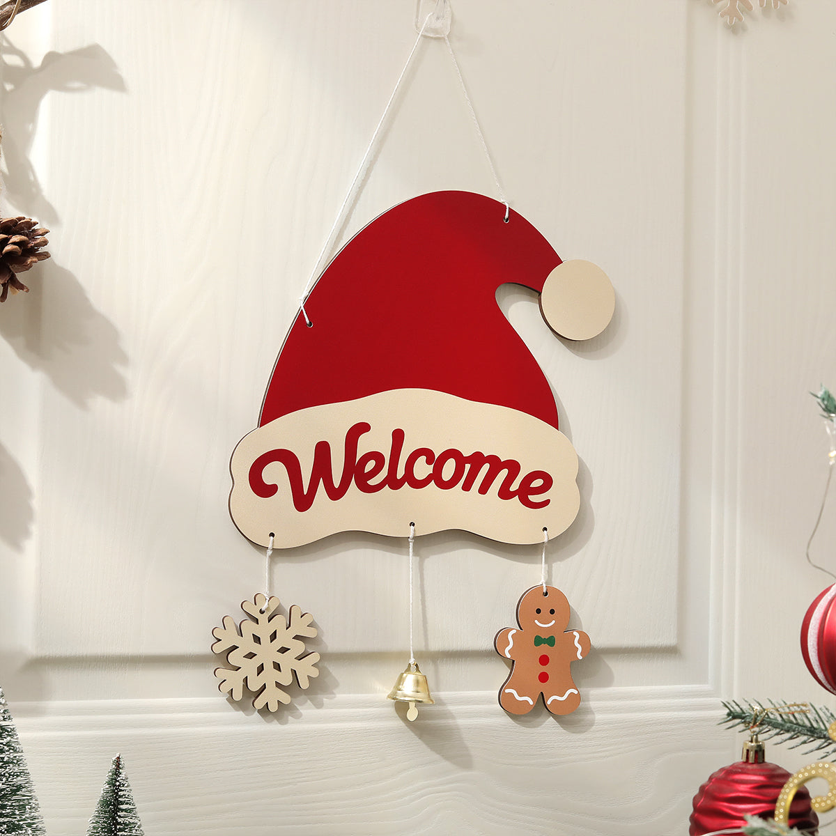 Christmas Wooden Hanging Party Background Wall Decoration Old Man Reindeer Socks Christmas Tree Han 5