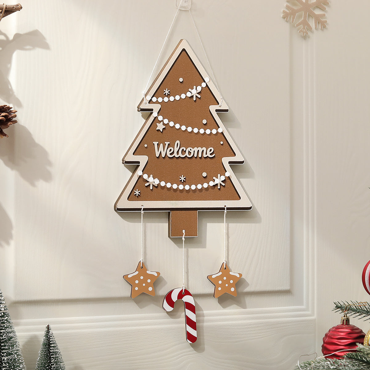 Christmas Wooden Hanging Party Background Wall Decoration Old Man Reindeer Socks Christmas Tree Han 11