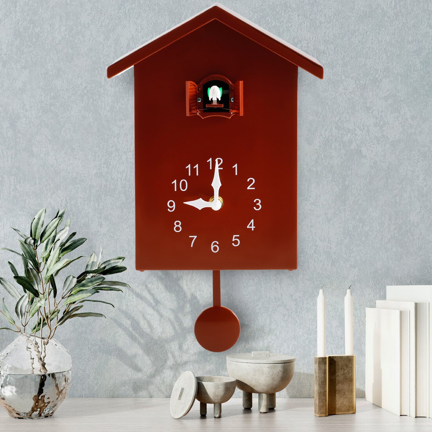 Creative Wall Clock, Home Silent Cuckoo Clock with Bird Tweeting Sound, Living Room Wall Decoration