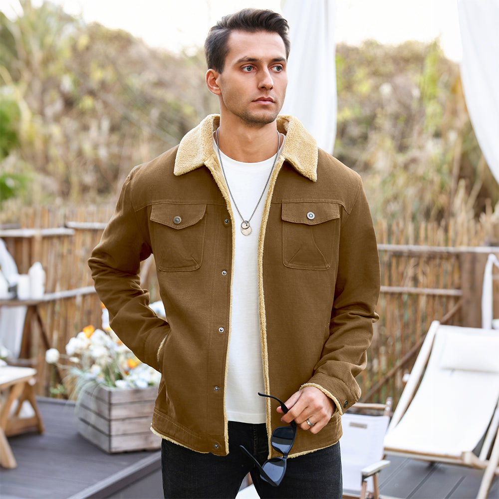 Men's Winter Jacket Warm Waterproof Fleece-Lined Multi-Color Coat Comfortable Casual Outerwear, High Quality