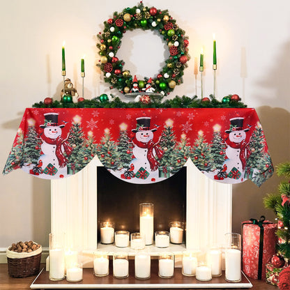 Red Christmas Fireplace Mantel Scarf, Table Cover Xmas Ornaments, Snowman Navidad Natal New Year Gifts for Home