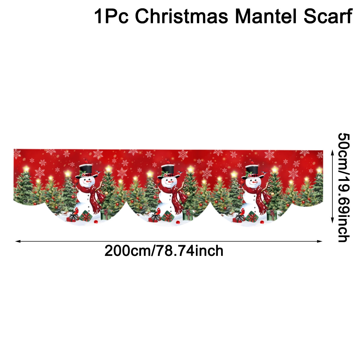 Red Christmas Fireplace Mantel Scarf, Table Cover Xmas Ornaments, Snowman Navidad Natal New Year Gifts for Home