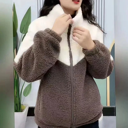 Women Jacket Thickened Lamb Fleece Quilted Top Mid Length Overcoat Warm Autumn Winter Topcoat Long  1