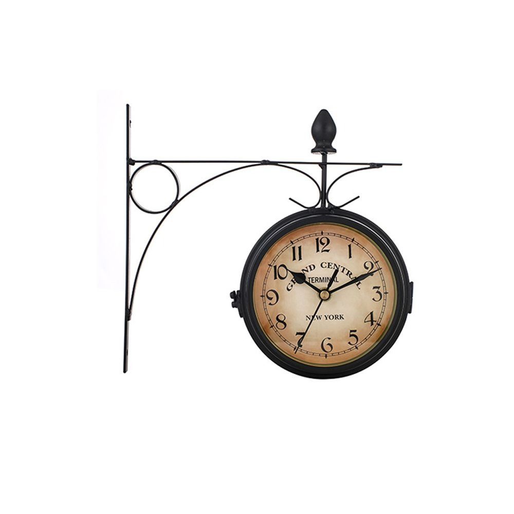 Double Sided Wall Clock High Quality Durable Retro Metal Clock Home Decor Garden Decoration Train S 8