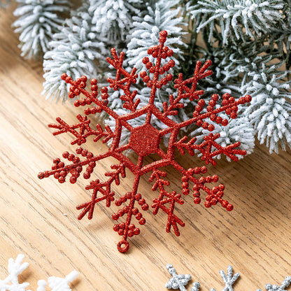 Gold Bling Snowflake, Red Christmas Tree Hanging Snowflakes, DIY Gifts Wrapping Xmas Tree Decoration