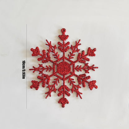Gold Bling Snowflake, Red Christmas Tree Hanging Snowflakes, DIY Gifts Wrapping Xmas Tree Decoration