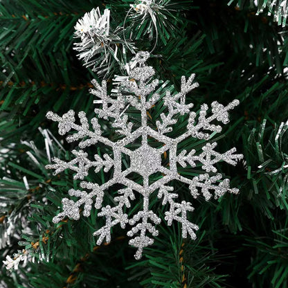 Gold Bling Snowflake, Red Christmas Tree Hanging Snowflakes, DIY Gifts Wrapping Xmas Tree Decoration