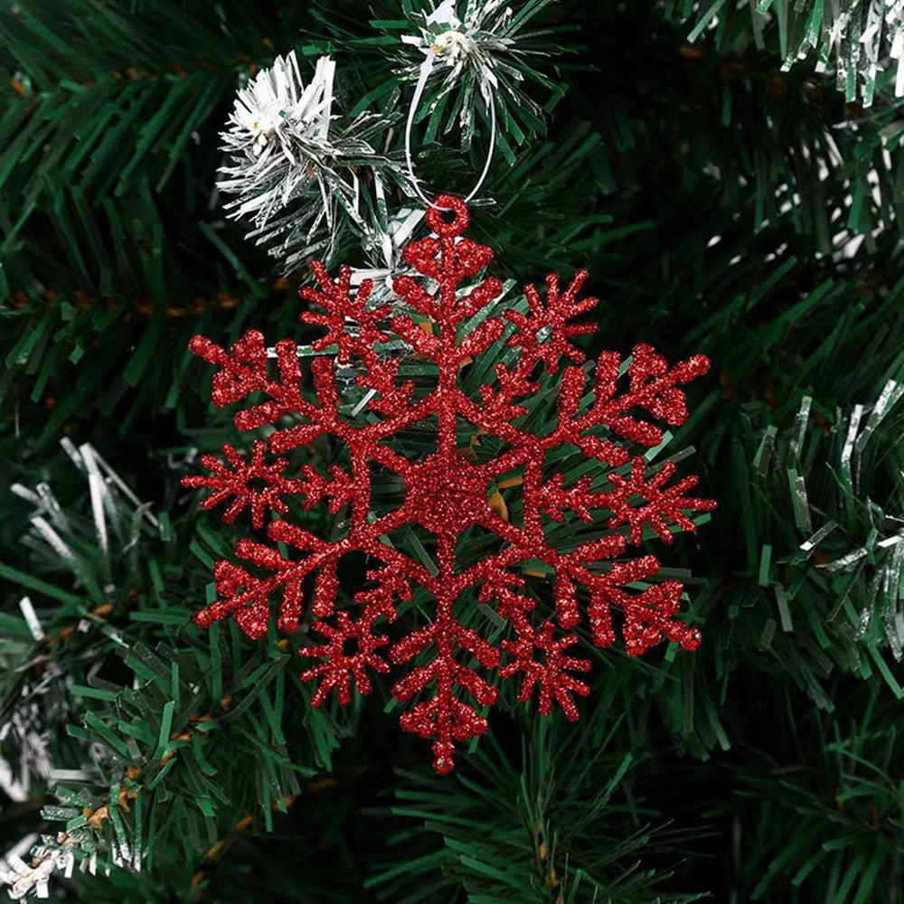 Gold Bling Snowflake, Red Christmas Tree Hanging Snowflakes, DIY Gifts Wrapping Xmas Tree Decoration