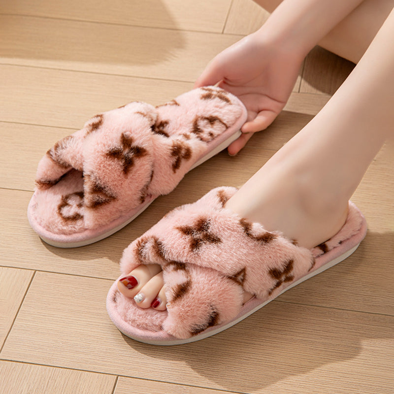 Fluffy Womens Slippers, Fashion Fuzzy Fur Slides, Autumn Winter Plush, Luxury Designer Flats, Elegant Home Footwear