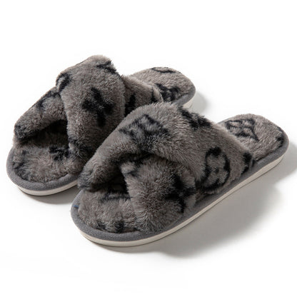 Fluffy Womens Slippers, Fashion Fuzzy Fur Slides, Autumn Winter Plush, Luxury Designer Flats, Elegant Home Footwear