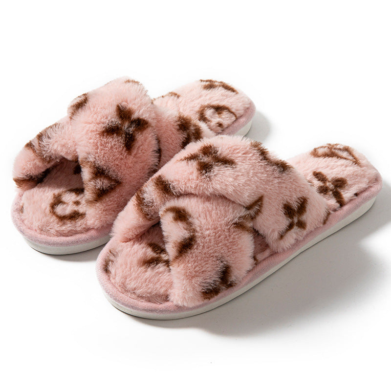 Fluffy Womens Slippers, Fashion Fuzzy Fur Slides, Autumn Winter Plush, Luxury Designer Flats, Elegant Home Footwear