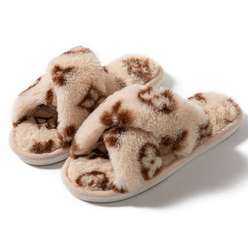 Fluffy Womens Slippers, Fashion Fuzzy Fur Slides, Autumn Winter Plush, Luxury Designer Flats, Elegant Home Footwear